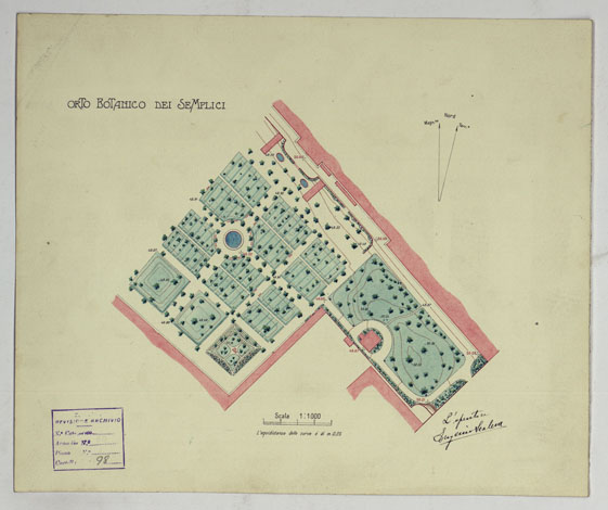 (N:17474) ORTO BOTANICO DEI SEMPLICI.
 (CA008031) Carte e stampe antiche: riproduzione a colori su carta (formato A3)
