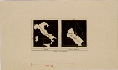 (N:29881) SUPERFICIE COMPARATIVA FRA ITALIA ED ERITREA (SE003744) Carte e stampe antiche: riproduzione a colori su carta (formato A4)