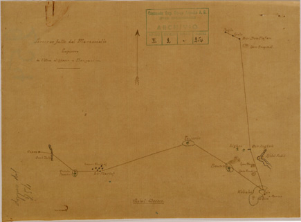 (N:30986) ITINERARIO UAU EL GHEBIR - TAIZERBO CUFRA AUGILA. (SE004856) Carte e stampe antiche: riproduzione a colori su carta (formato A4)