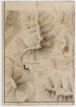 (N:6469) I. CARTA TOPOGRAFICA DEL BACINO DEL FUCINO 
II. PIANTA E SEZIONE VERTICALE DELL'EMISSARIO DI CLAUDIO DAL SUO FONDO FINO ALLA SUPERFICIE DEL TERRENO - Tavola 5 (B0001290) Carte e stampe antiche: riproduzione a colori su carta (formato A4)