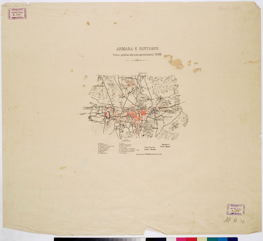 (N:186) ASMARA E DINTORNI - I.G.M. - (B0010324) Carte e stampe antiche: riproduzione a colori su carta (formato A4)
