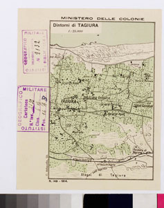 (N:3714) CARTA DELLA TRIPOLITANIA - DINTORNI DI TAGIURA - Tavola 4 di 6 (B0010978) Carte e stampe antiche: riproduzione a colori su carta (formato A4)
