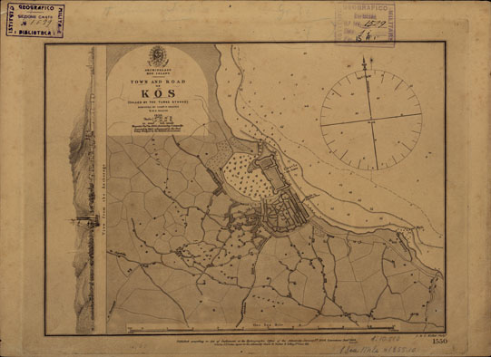 (N:13031) ISOLE ITALIANE DELL'EGEO - TOWN AND ROAD OF KOS (CALLED BY TURKS STANKO) (B0014124) Carte e stampe antiche: riproduzione a colori su carta (formato A4)