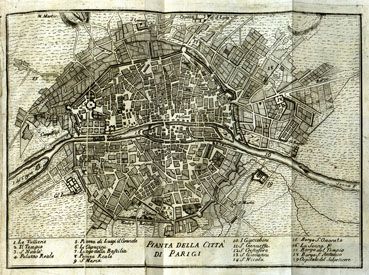 (N:20517) PIANTE DELLA CITTA' DI PARIGI - Foglio 1 (B0016975) Carte e stampe antiche: riproduzione a colori su carta (formato A4)