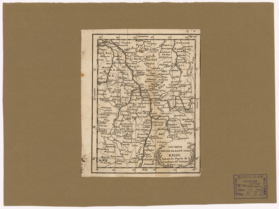 (N:35855) LES DEUX CERCLES DU HAUT ET AS RHIN, SUIVANT LES DEGRES DE L'ACADEMIE DES SCIENCES DE PARIS 1744 (B0021169) Carte e stampe antiche: riproduzione a colori su carta (formato A4)