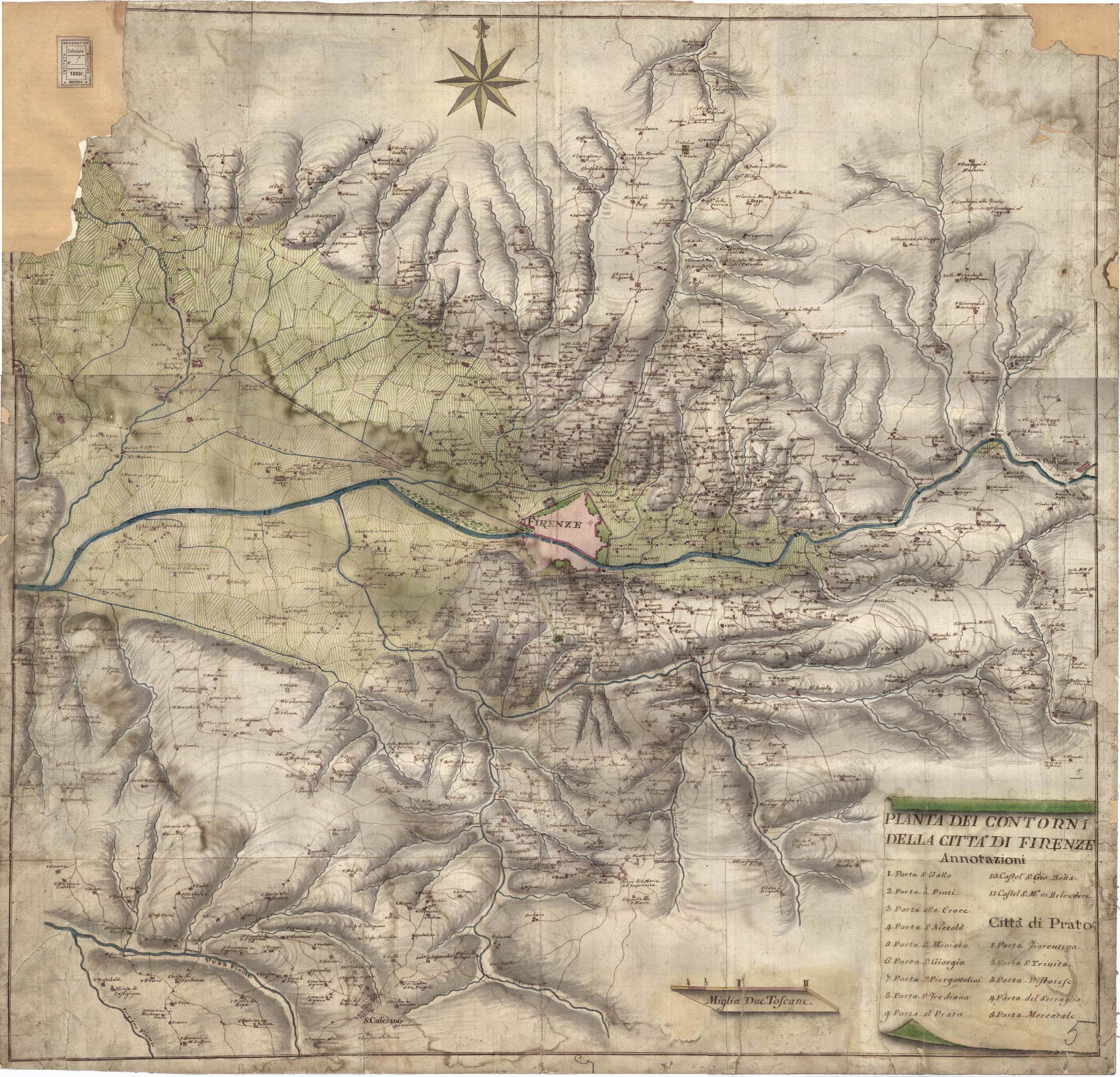 (N:13964) PIANTA DEI CONTORNI DELLA CITTA' DI FIRENZE (B0012931, B0012932, B0012933, B0012934, B12931-34) Carte e stampe antiche: riproduzione digitale a 150 DPI