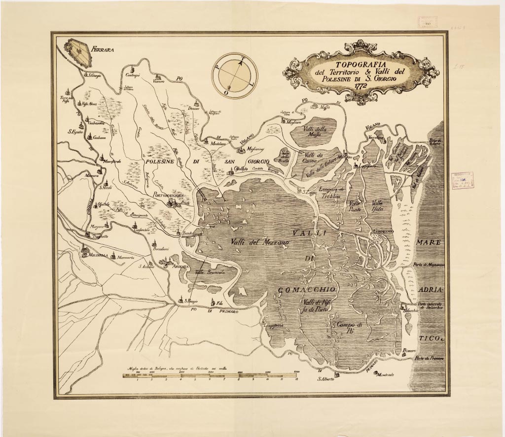 (N:13091) TOPOGRAFIA DEL TERRITORIO E VALLI DEL POLESINE DI S. GIORGIO (B0006276, B0006277, B6276-77) Carte e stampe antiche: riproduzione digitale a 150 DPI