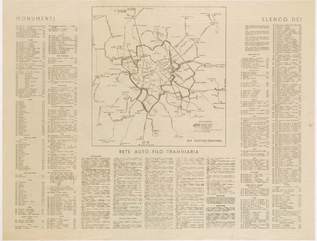 (N:13974) ROMA IMPERIALE - PIANTA MONUMENTALE CON OLTRE 400 MONUMENTI E PIANTA AUTO -TRAMVIARIA - Fronte e Retro (B0006644, B0006645, B0006646, B0006647, B6644-45, B6646-47) Carte e stampe antiche: riproduzione digitale a 150 DPI