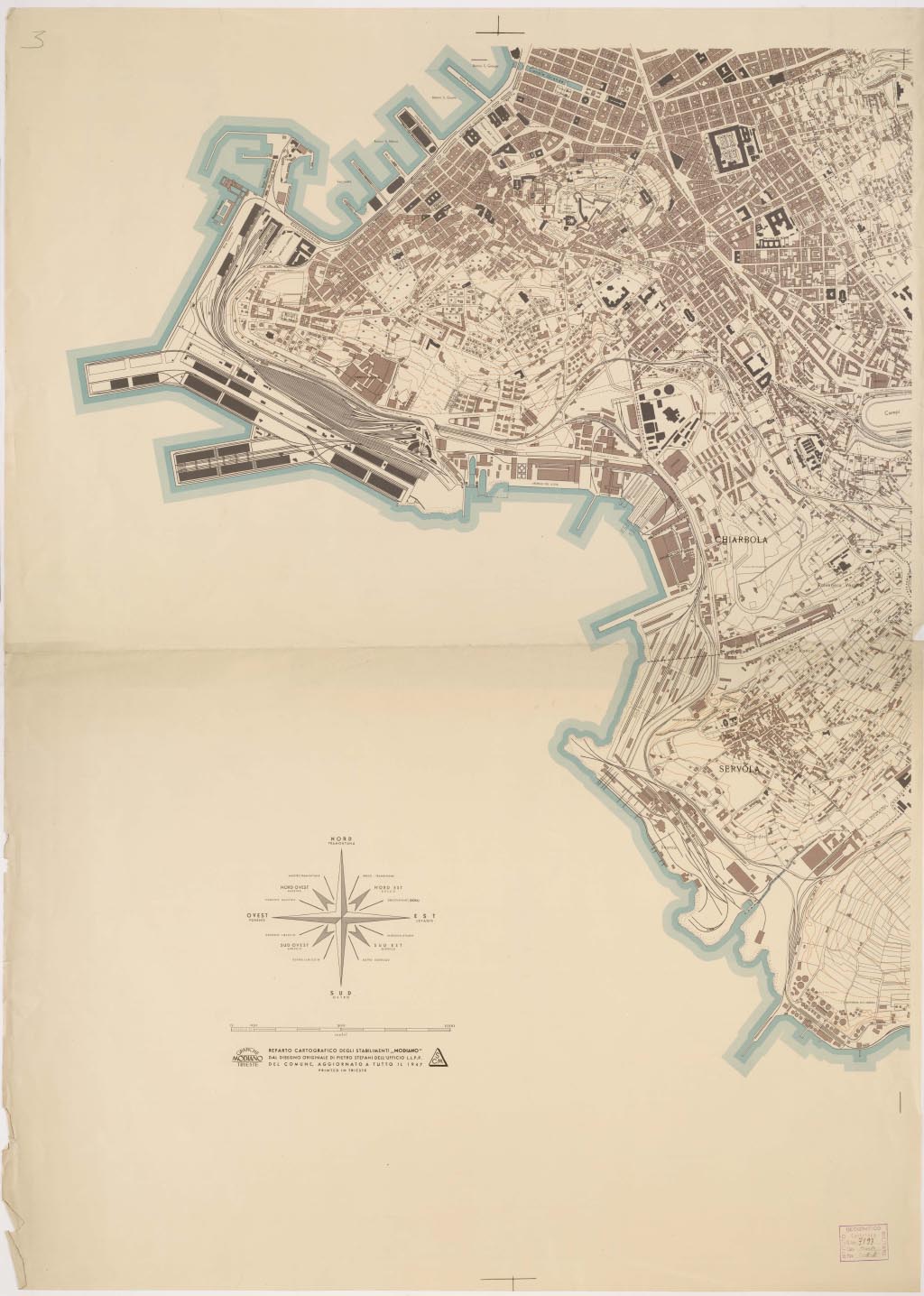 (N:13793) PIANTA DELLA CITTA' DI TRIESTE - Foglio 3 (B0006709, B0006710, B6709-10) Carte e stampe antiche: riproduzione digitale a 150 DPI