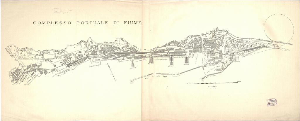 (N:1788) COMPLESSO PORTUALE DI FIUME (B0006717, B0006718, B6717-18) Carte e stampe antiche: riproduzione digitale a 150 DPI