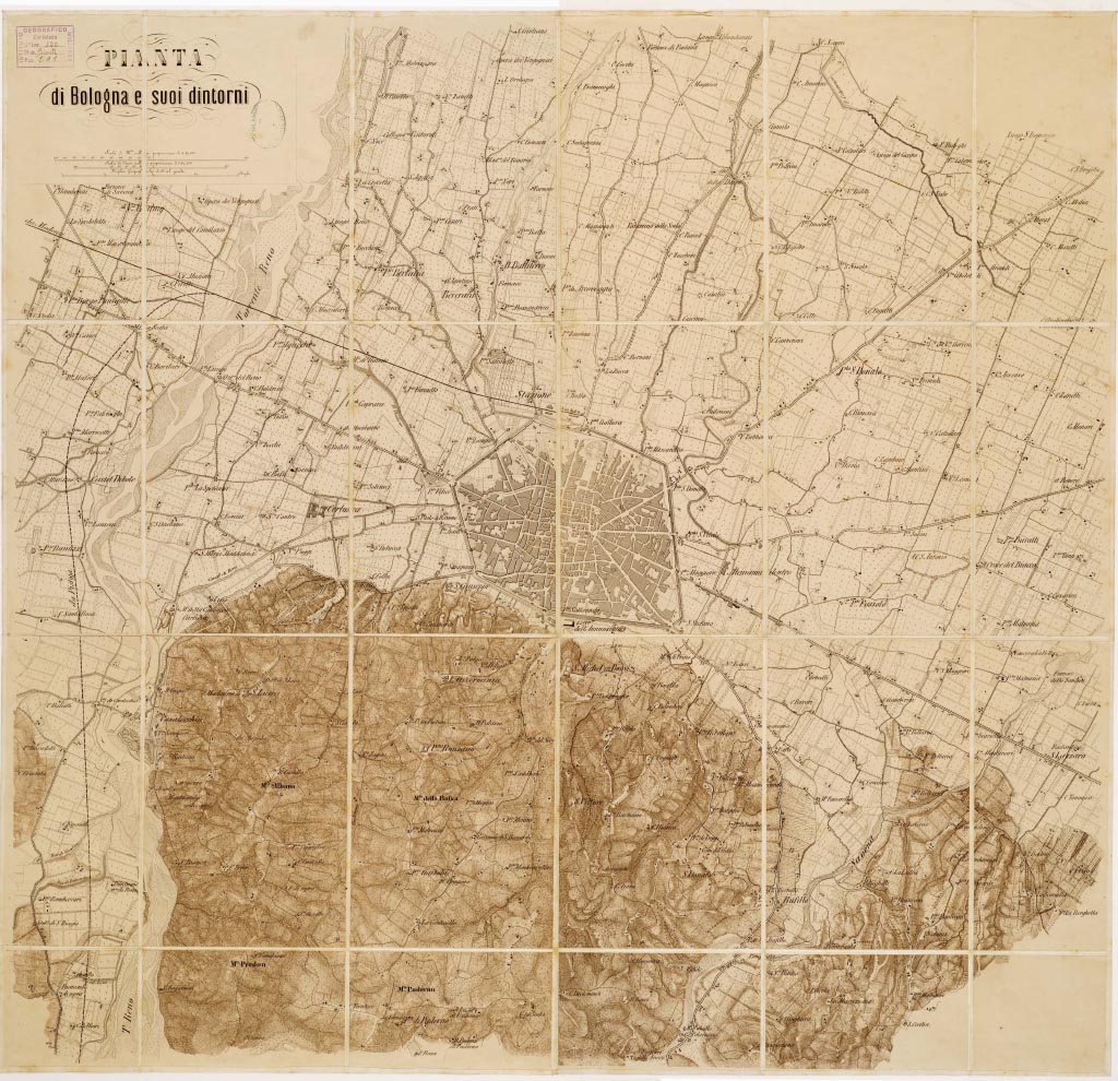 (N:13873) PIANTA DI BOLOGNA E SUOI DINTORNI (B0006806, B0006807, B6806-07) Carte e stampe antiche: riproduzione digitale a 150 DPI