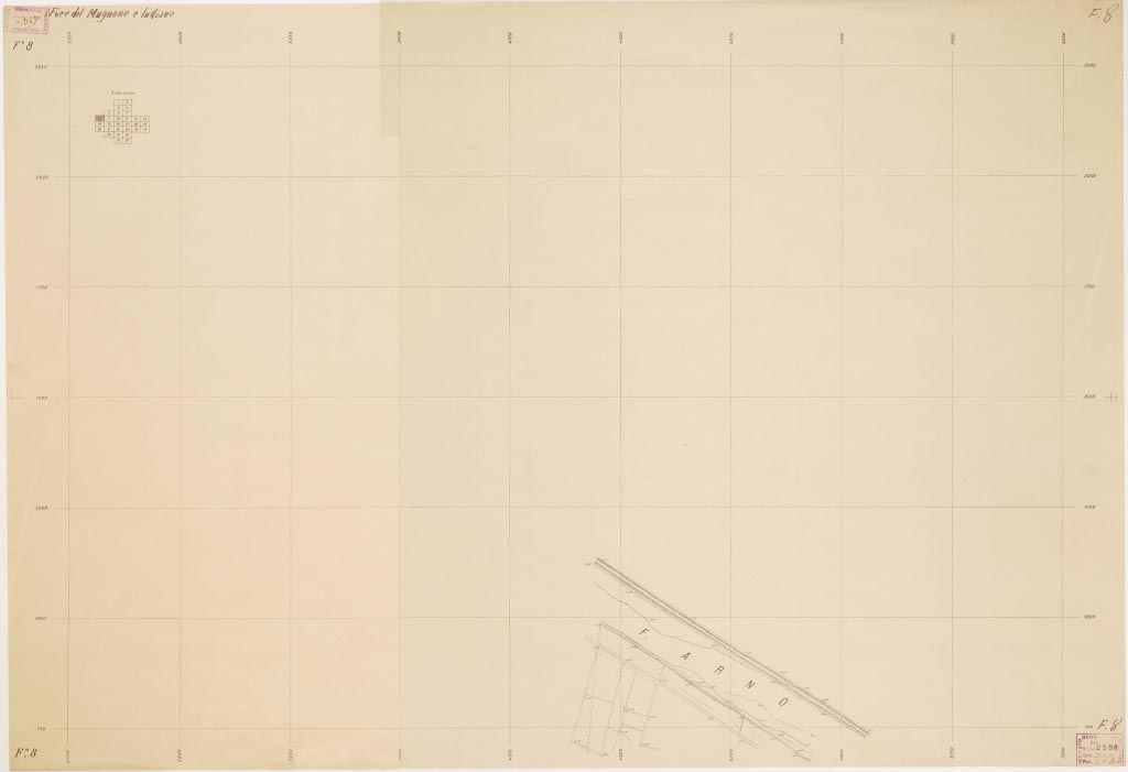 (N:13453) PIANO REGOLATORE DI AMPLIAMENTO DELLA CITTA' DI FIRENZE - Foglio 8 - Foce del Mugnone e Indiano (B0006956, B0006957, B6956-57) Carte e stampe antiche: riproduzione digitale a 150 DPI