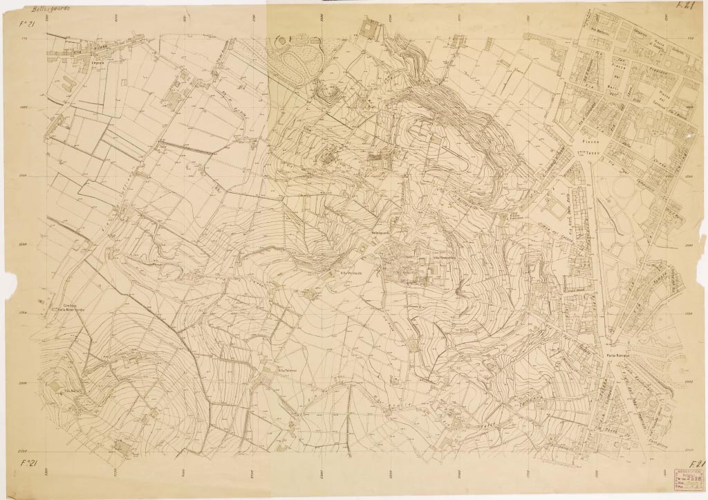 (N:13422) PIANO REGOLATORE DI AMPLIAMENTO DELLA CITTA' DI FIRENZE - Foglio 21 - Bellosguardo (B0006982, B0006983, B6982-83) Carte e stampe antiche: riproduzione digitale a 150 DPI