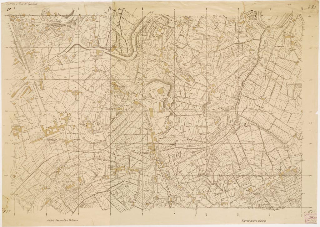 (N:13433) PIANO REGOLATORE DI AMPLIAMENTO DELLA CITTA' DI FIRENZE - Foglio 27 - Arcetri e Pian De' Giullari (B0006994, B0006995, B6994-95) Carte e stampe antiche: riproduzione digitale a 150 DPI