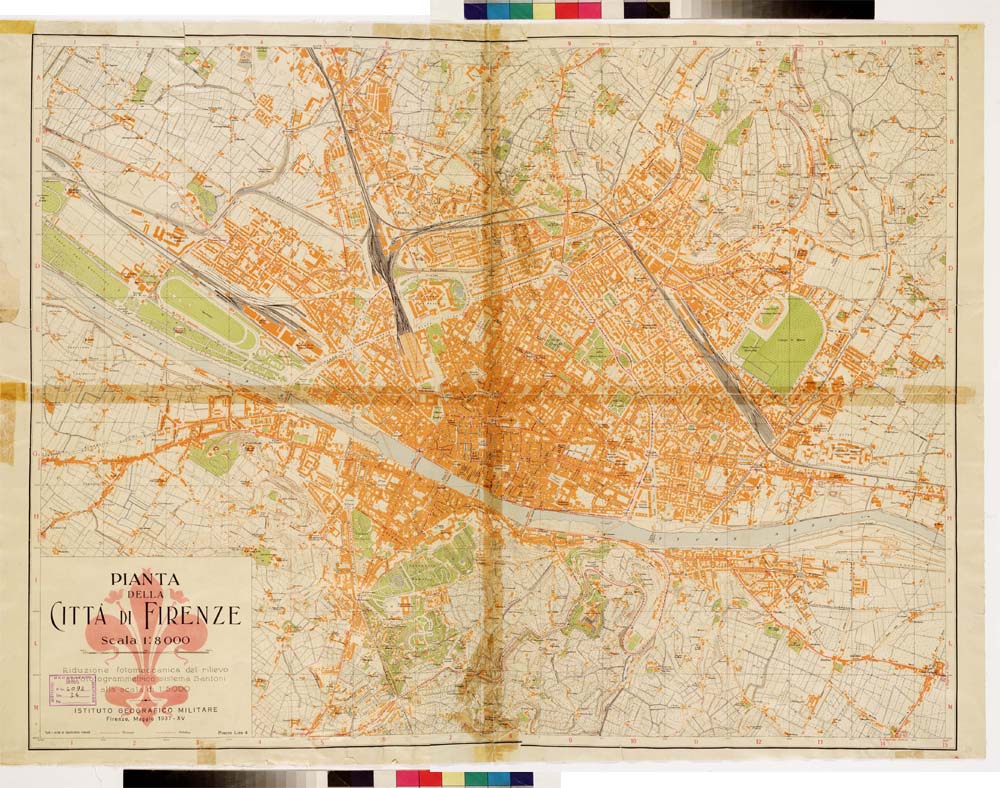 (N:13613) PIANTA DELLA CITTA' DI FIRENZE (B0007112, B0007113, B7112-13) Carte e stampe antiche: riproduzione digitale a 150 DPI