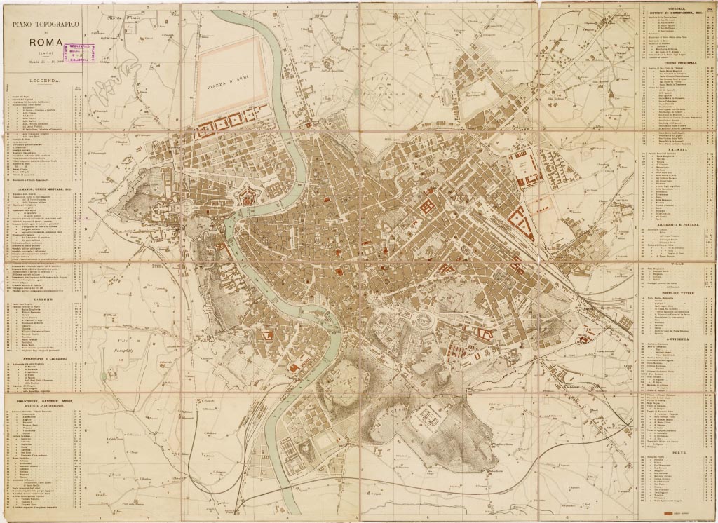 (N:13550) PIANO TOPOGRAFICO DI ROMA (B0007149, B0007150, B7149-50) Carte e stampe antiche: riproduzione digitale a 150 DPI