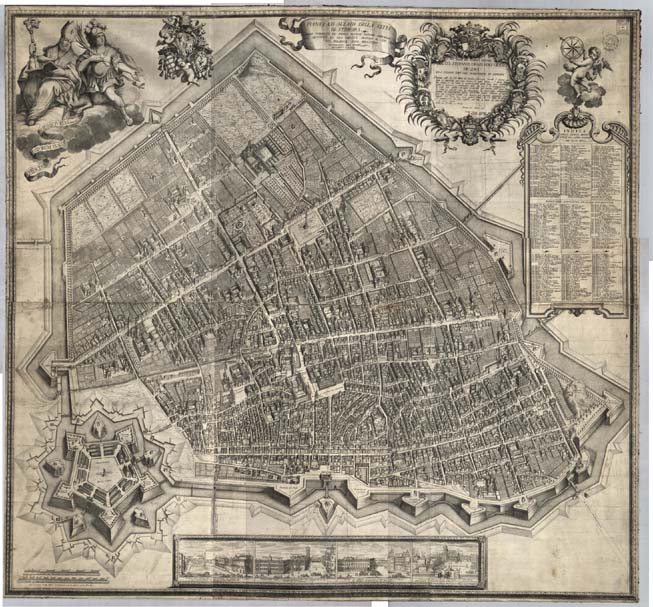 (N:9013) PIANTA ED ALZATO DELLA CITTA' DI FERRARA PRIMA PUBBLICATA DA ANDREA BOLZONI INCISORE FERRARESE ED ORA RIDOTTA SECONDO IL SUO STATO NEL PRESENTE ANNO MDCCLXXXII DA GIAMBATTISTA GALLI INCISORE. RIFORMATA L'A. 1794. (B0012873, B0012874, B0012875, B0012876, B0012877, B0012878, B12873-8) Carte e stampe antiche: riproduzione digitale a 300 DPI