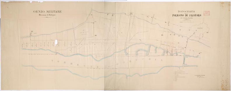 (N:14124) TOPOGRAFIA DEL POLIGONO DI SASSUOLO SUL TORRENTE SECCHIA (B0002143, B0002144, B2143-44) Carte e stampe antiche: riproduzione digitale a 300 DPI