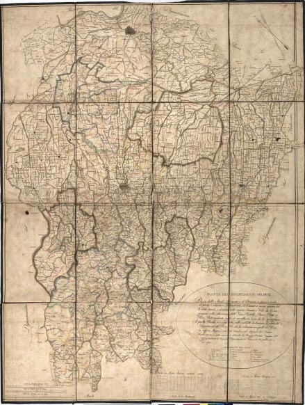 (N:13259) PIANTA DEL DIPARTIMENTO DEL RENO DIVISO DALLE STRADE ROMANE ECC. IL TUTTO RILEVATO IN ESATTA MISURA E DELINEATO DA GIUSEPPE CANTORI ECC. (B0002260, B0002261, B2260-61) Carte e stampe antiche: riproduzione digitale a 300 DPI