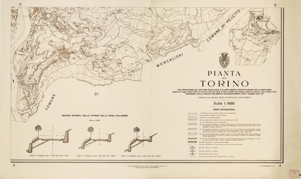 (N:13935) PIANTA DI TORINO - Foglio 8 (B0006761, B0006762, B6761-62) Carte e stampe antiche: riproduzione digitale a 300 DPI