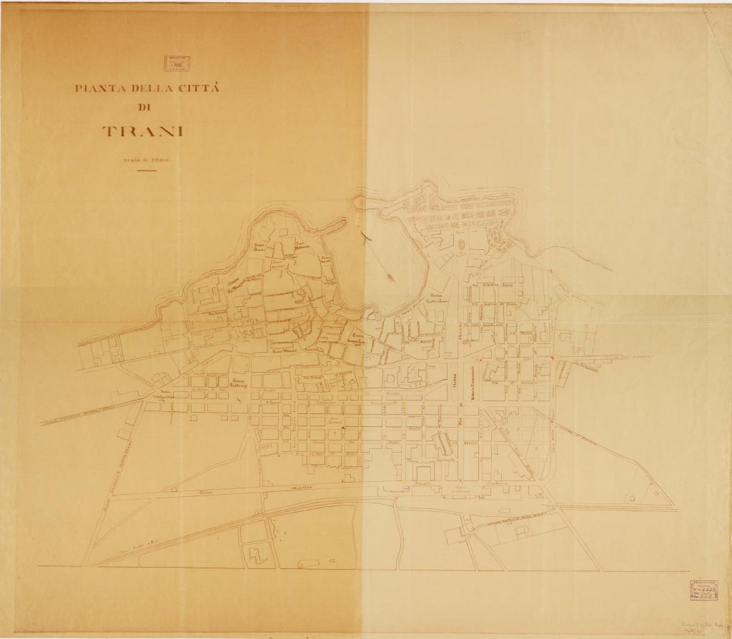 (N:13773) PIANTA DELLA CITTA' DI TRANI (B0006887, B0006888, B0006889, B0006890, B6887-90) Carte e stampe antiche: riproduzione digitale a 300 DPI