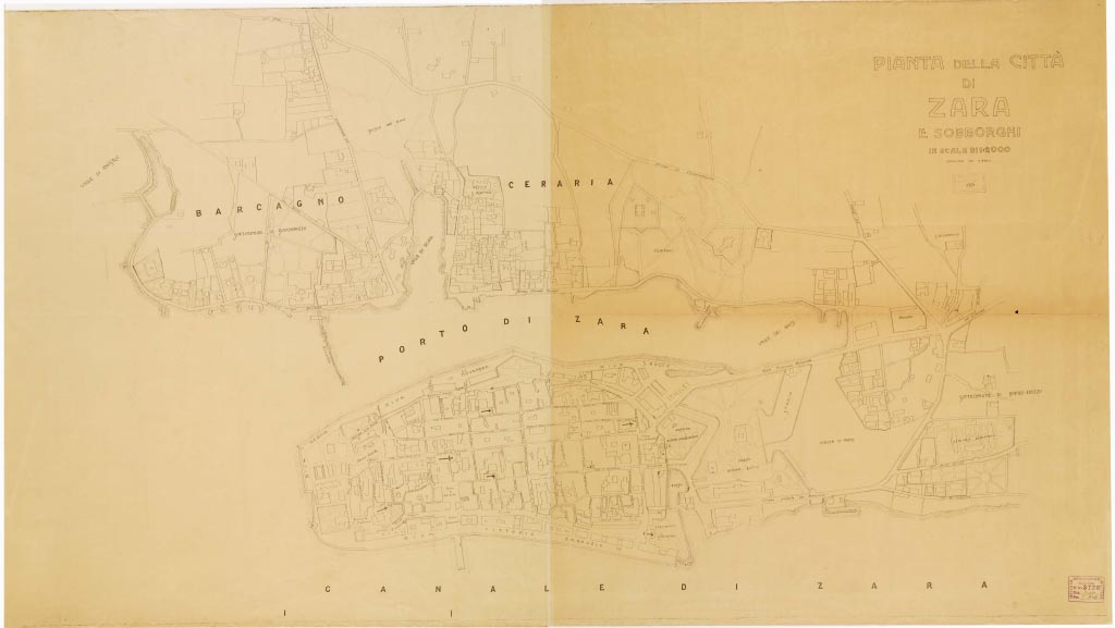 (N:13807) PIANTA DELLA CITTA' DI ZARA E SOBBORGHI (B0006914, B0006915, B6914-15) Carte e stampe antiche: riproduzione digitale a 300 DPI