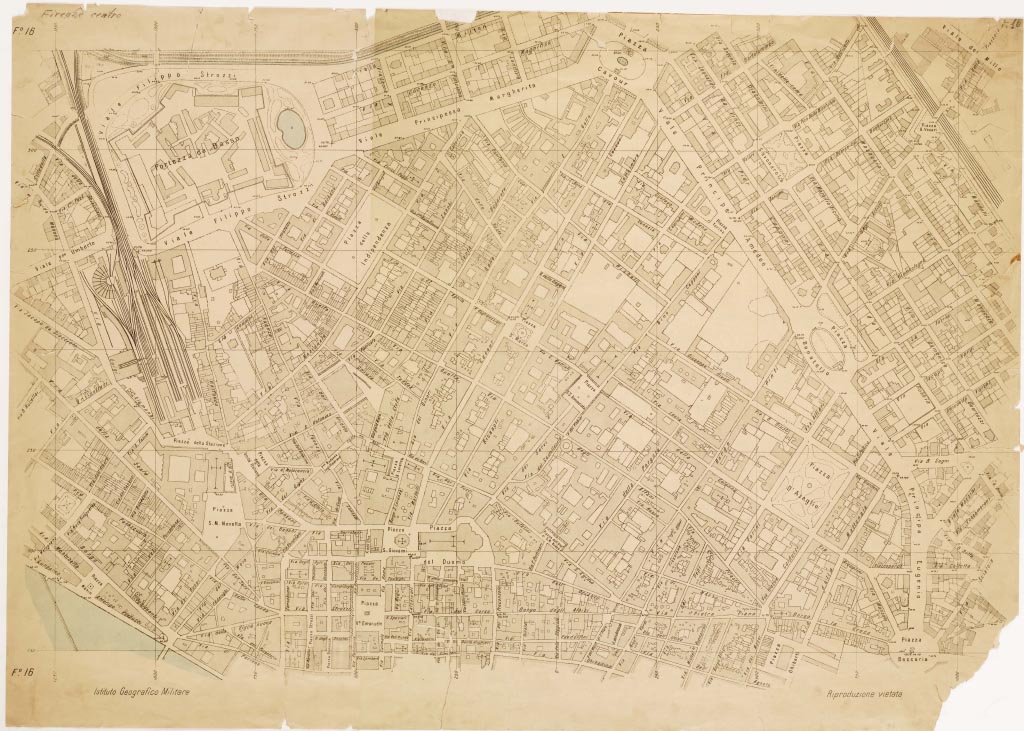 (N:13410) PIANO REGOLATORE DI AMPLIAMENTO DELLA CITTA' DI FIRENZE - Foglio 16 - Firenze Centro (B0006972, B0006973, B6972-73) Carte e stampe antiche: riproduzione digitale a 300 DPI