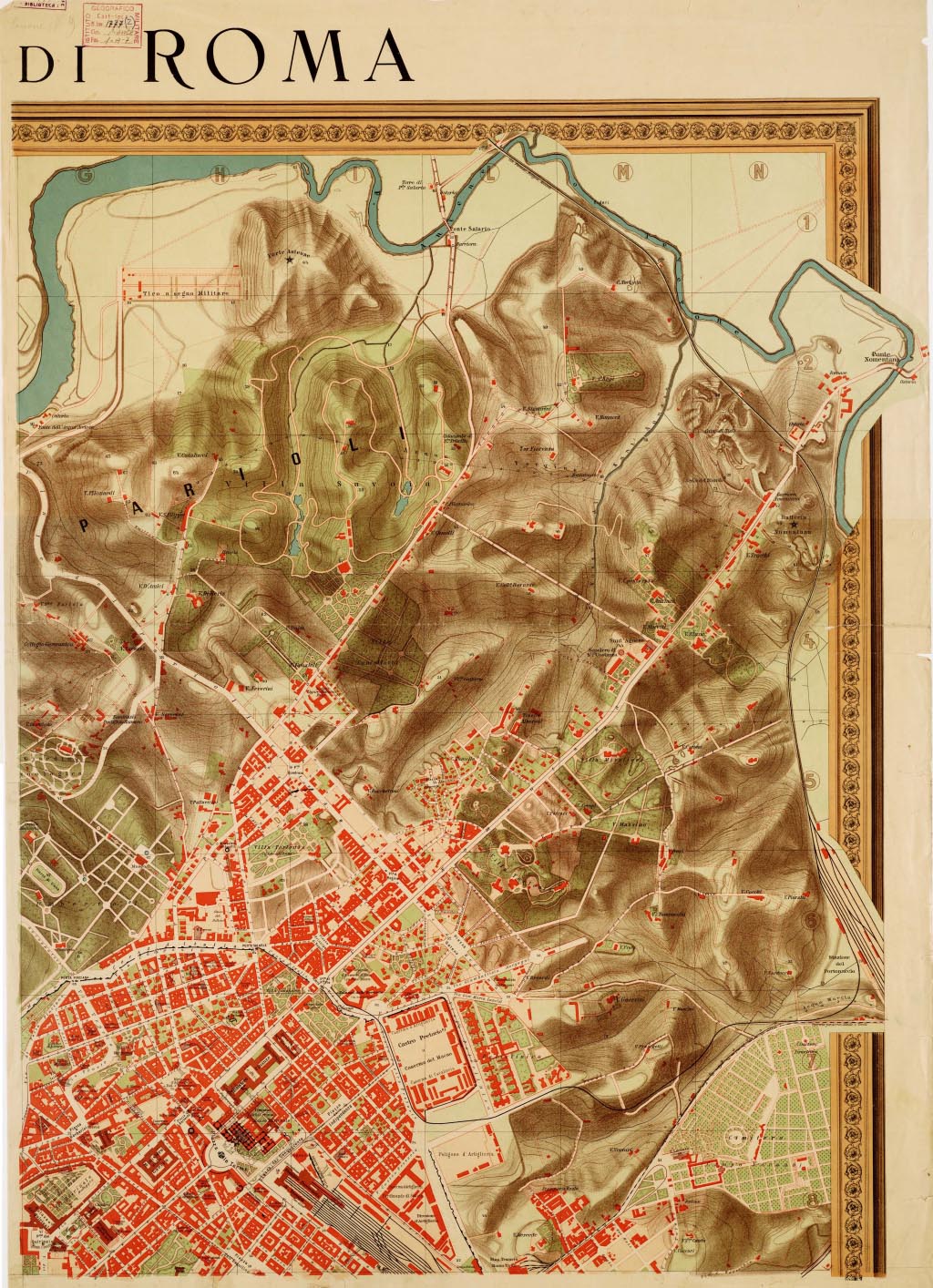 (N:13915) PIANTA DI ROMA ISTITUTO GEOGRAFICO DE AGOSTINI, 1910 - Foglio 2 (B0007137, B0007138, B7137-38) Carte e stampe antiche: riproduzione digitale a 300 DPI