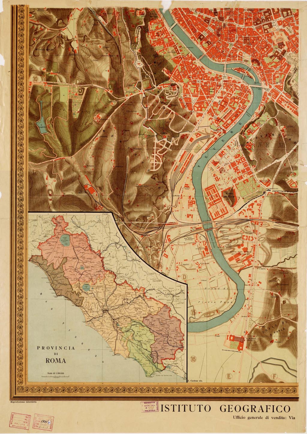 (N:13917) PIANTA DI ROMA ISTITUTO GEOGRAFICO DE AGOSTINI, 1910 - Foglio 3 (B0007139, B0007140, B7139-40) Carte e stampe antiche: riproduzione digitale a 300 DPI
