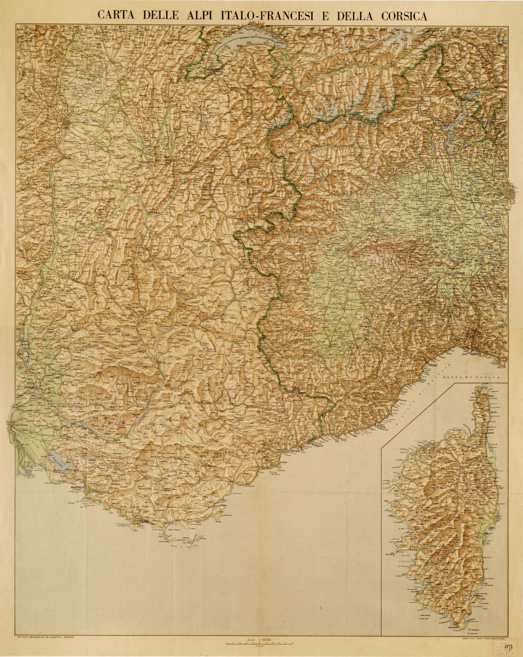 (N:3760) CARTA DELLE ALPI ITALO-FRANCESI E DELLA CORSICA (B0008340, B0008341, B8340-41) Carte e stampe antiche: riproduzione digitale a 300 DPI