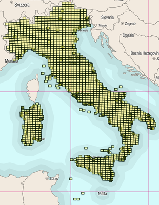 Copertura del territorio nazionale della serie 25DBSN ad agosto 2023