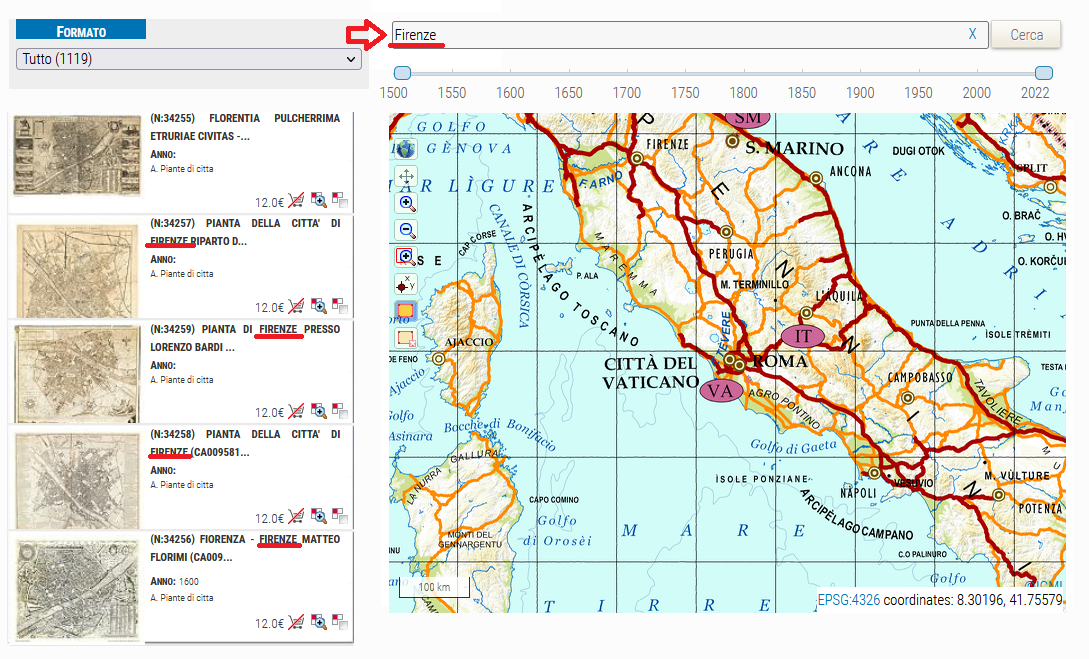 Carte antiche ricerca per testo